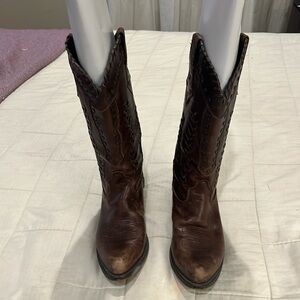 Durango brown leather cowboy boots.